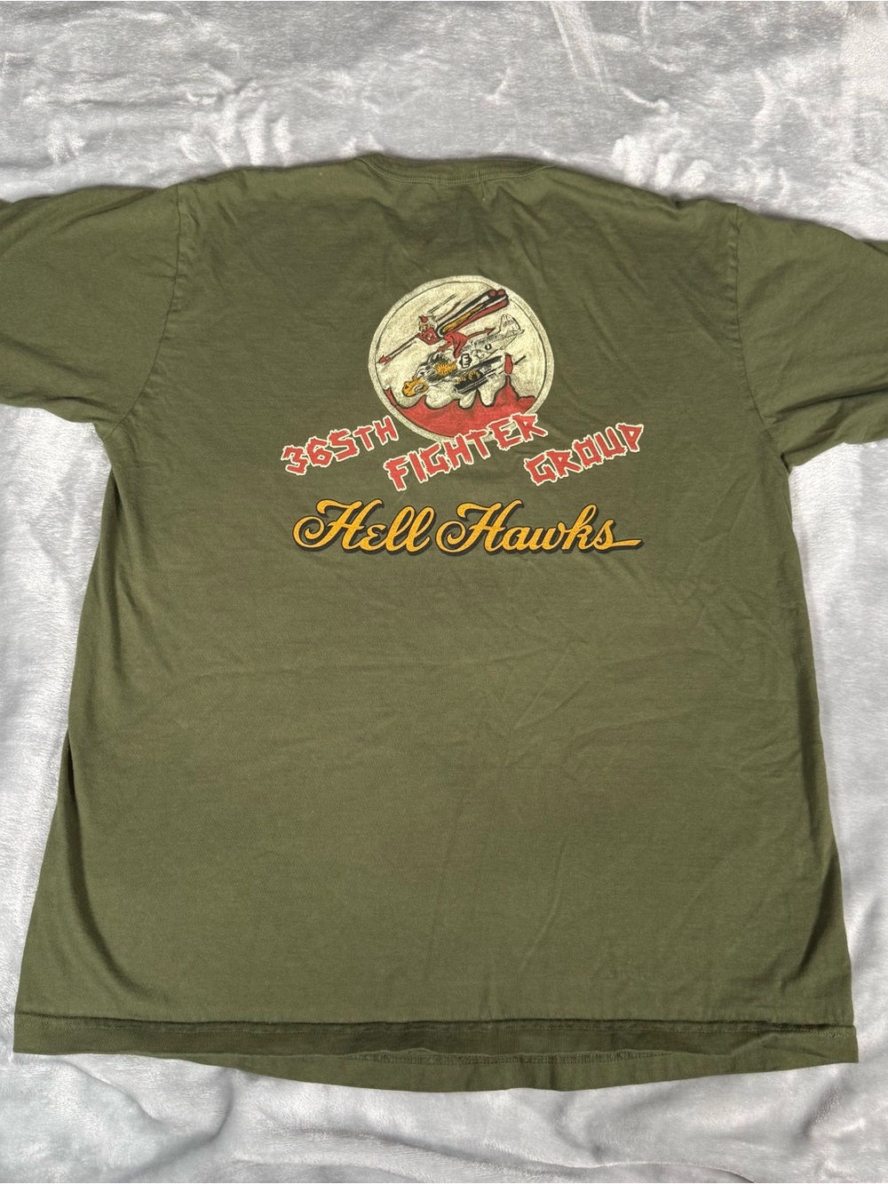 Buzz Rickson Military T Shirt Mens XL (Fits L) Slim Fit Hell Hawks Loopwheel USA